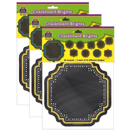 TEACHER CREATED RESOURCES Chalkboard Brights Accents, 30 Pieces, PK3 TCR5622